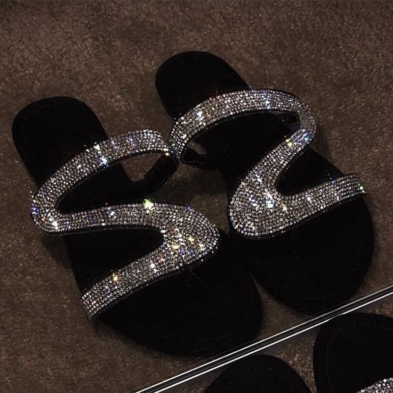 Women Shiny Slippers Casual Embellished Toe Post Shoes - Image 3
