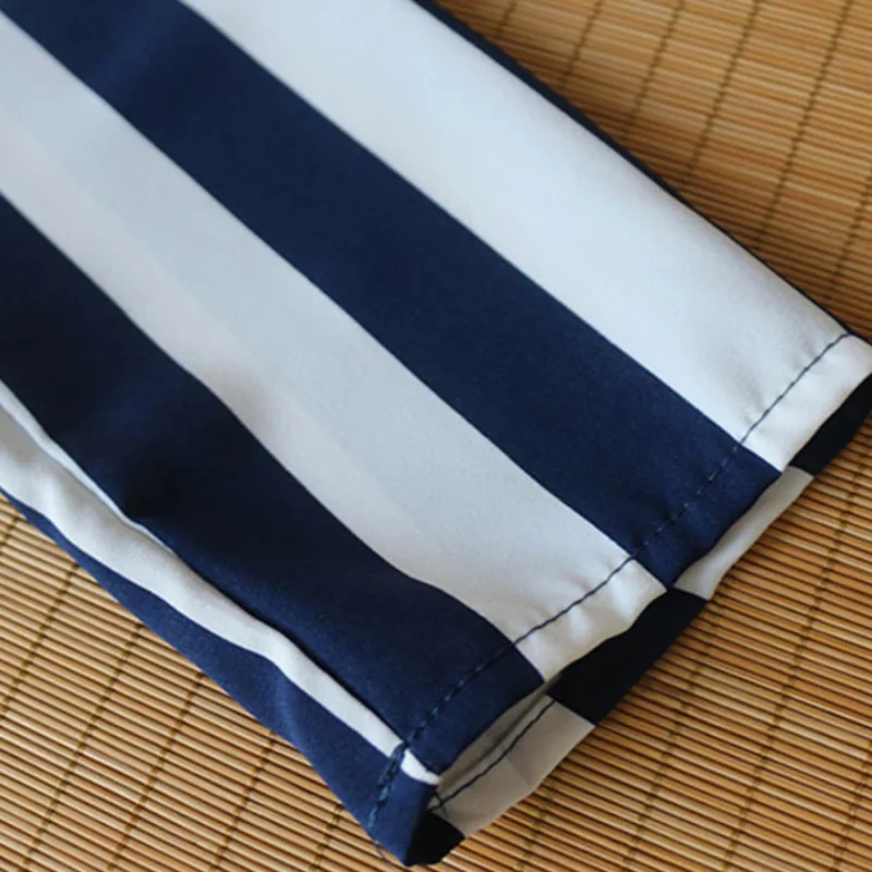 Women Shirt V-neck Striped Print Blouse - Image 6
