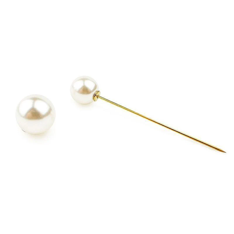 Women Vintage Pins Double Head Simulation Pearl Big Brooches, 5PCs - Image 6