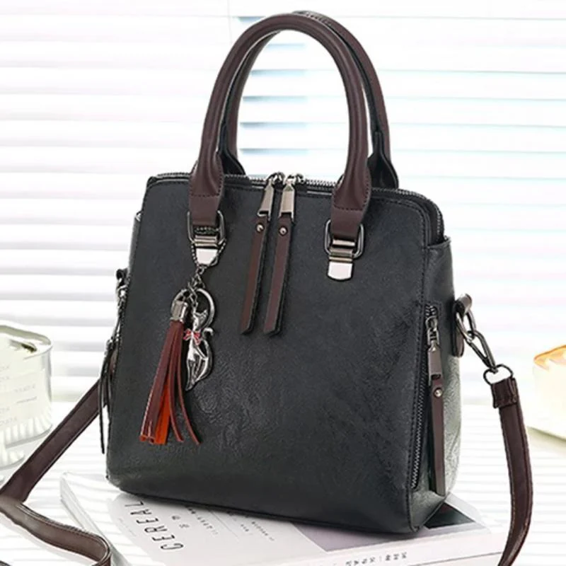 Women Vintage PU Leather Designer Crossbody Shoulder Bag - Image 2