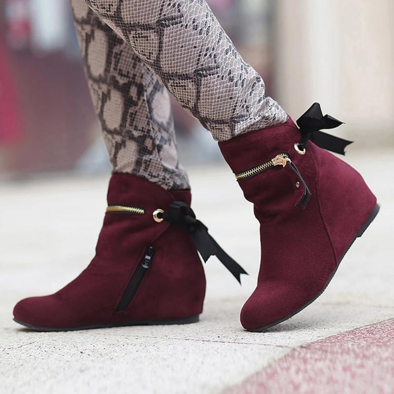 Women Wedges Winter Zipper Casual Boots - Image 4