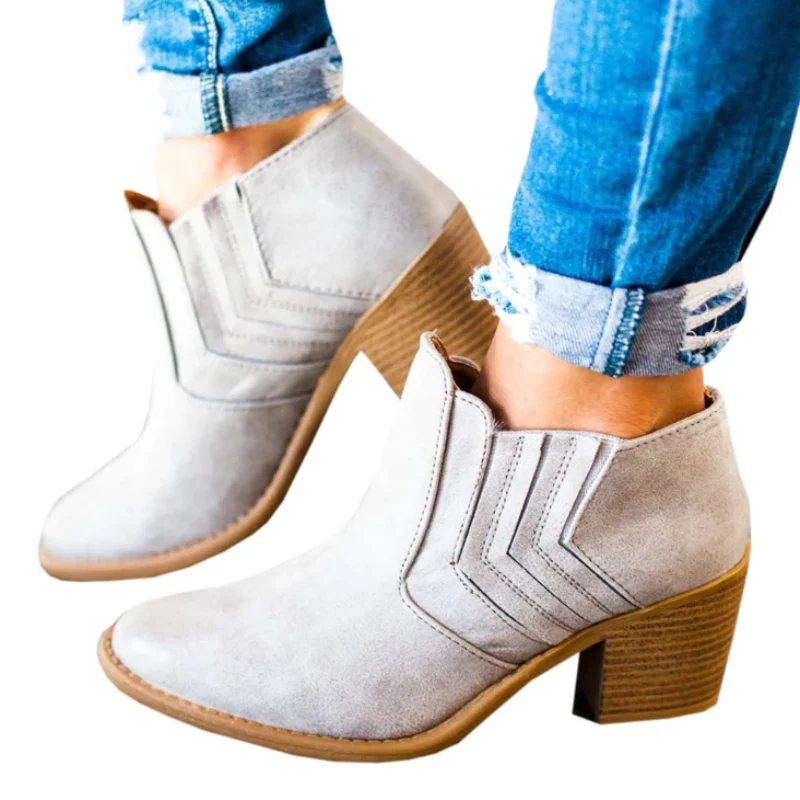 Women Zapatos Mujer Retro Leather Winter Boots - Image 3