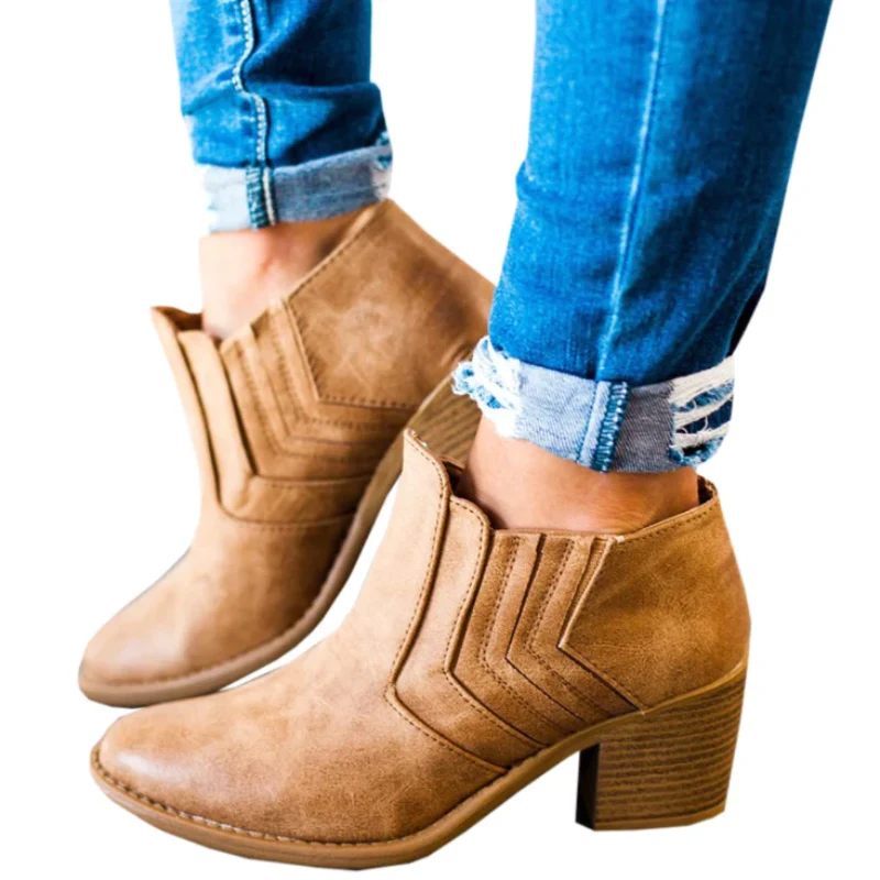 Women Zapatos Mujer Retro Leather Winter Boots - Image 4