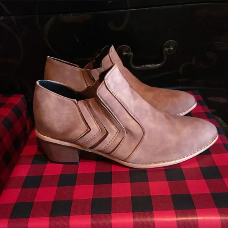 Women Zapatos Mujer Retro Leather Winter Boots - Image 7