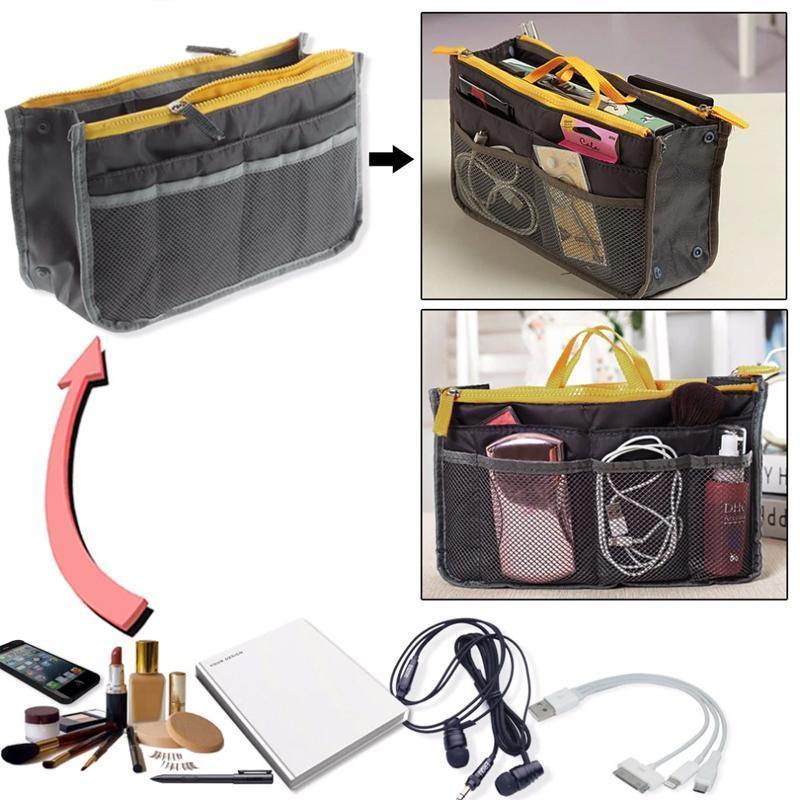 Women's Bag Practical Handbag Purse Nylon Dual Organizer Insert Cosmetic Storage - Image 4