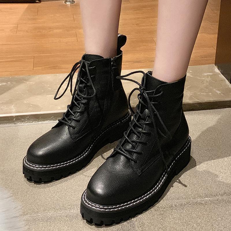 WOMEN'S Genuine Leather straps Martin Boots - Image 11