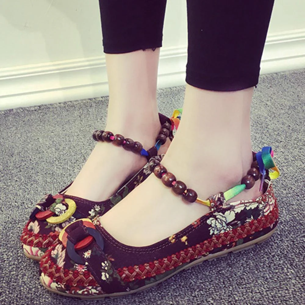 Women's Handmade Beaded Embroidered Shoes - Image 9