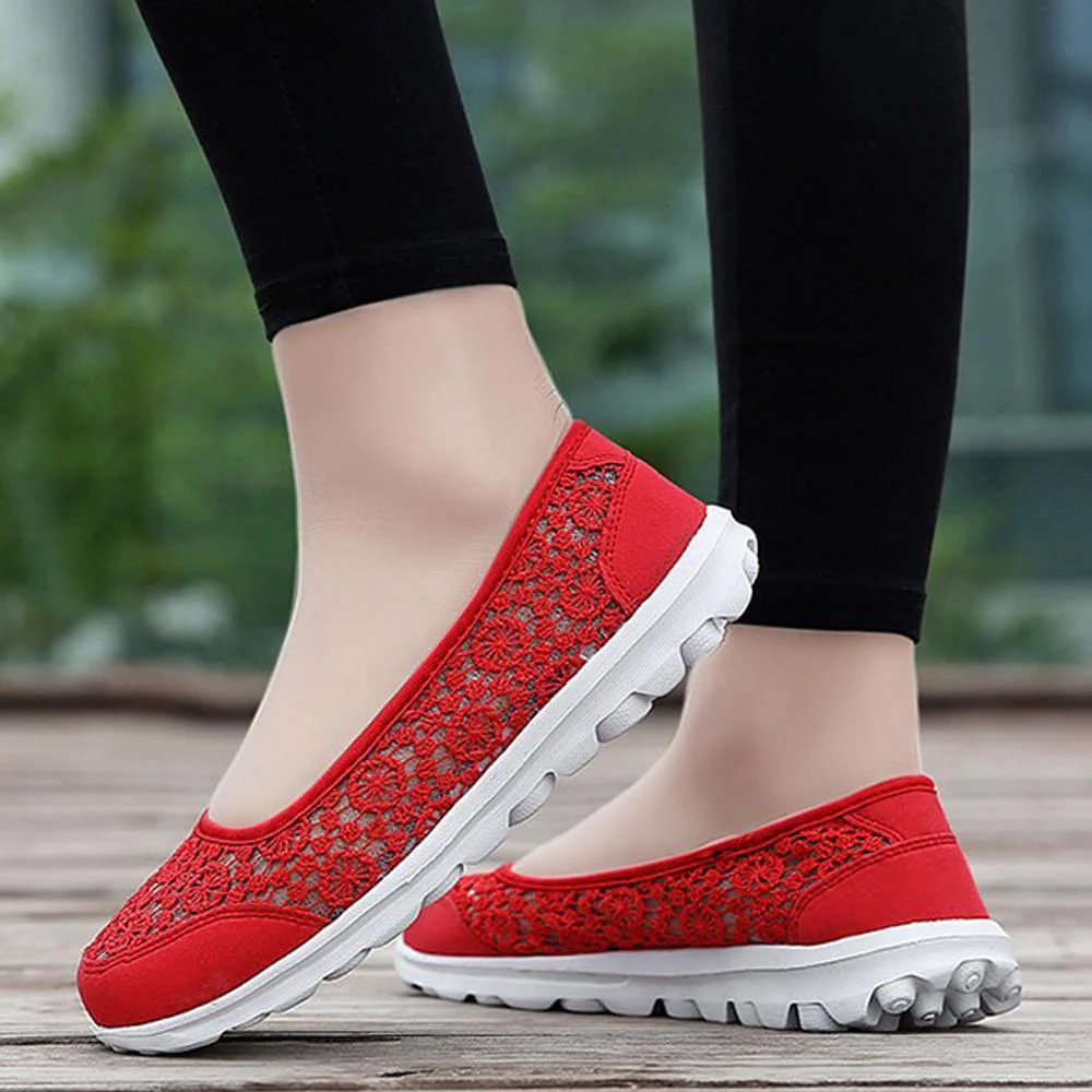 Women's Lace Screen Breathable Net Flat Shoes - Image 5