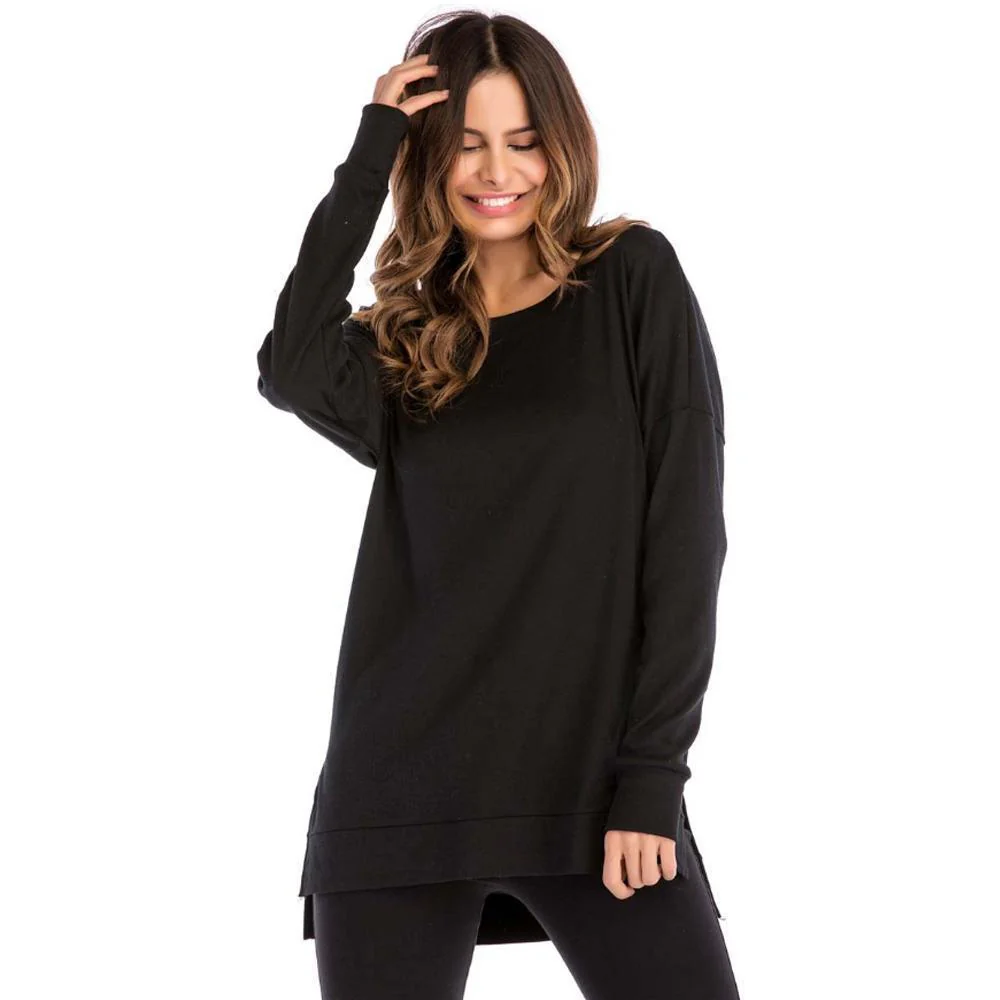 Women's Side Split Loose Casual Pullover Tunic Tops - Image 2
