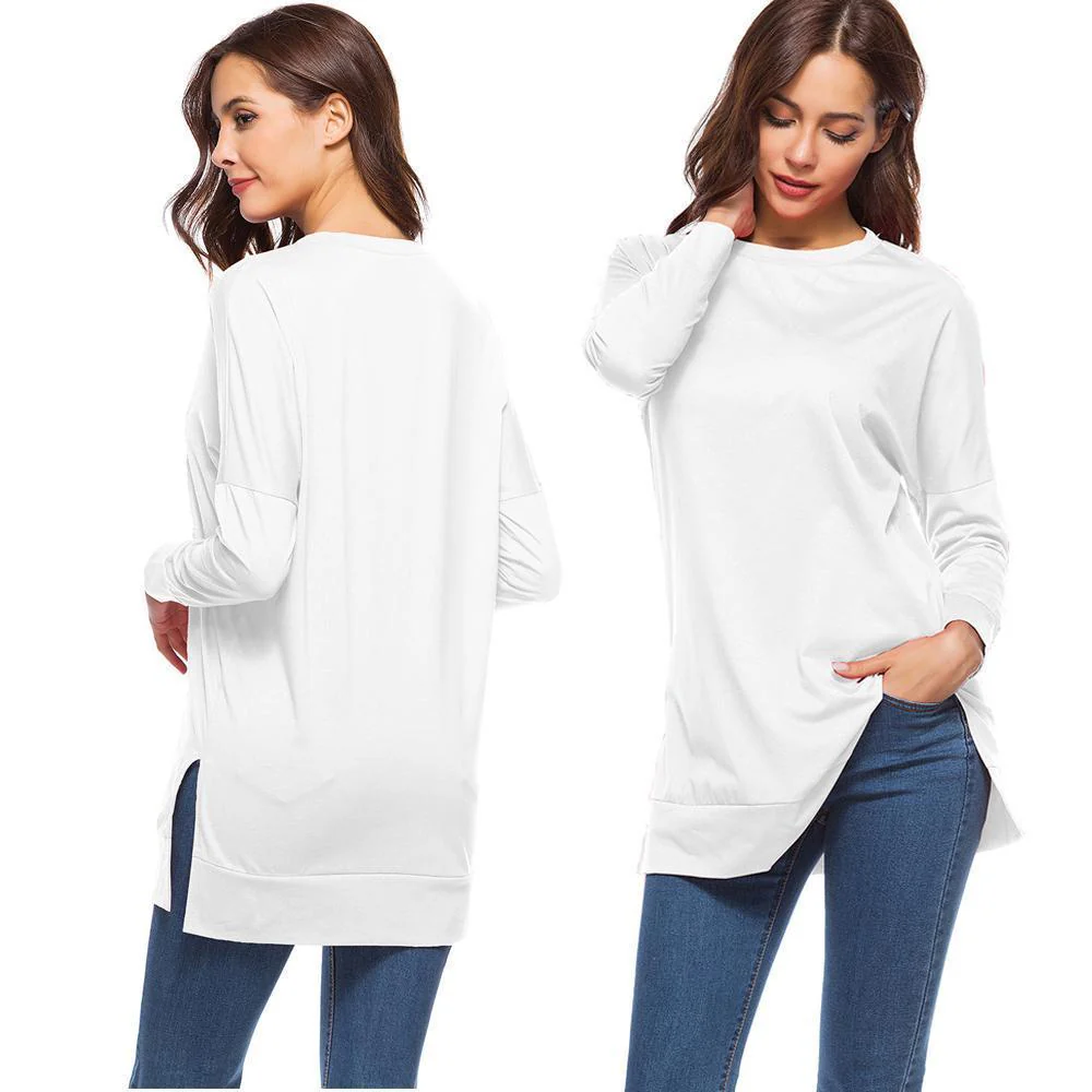 Women's Side Split Loose Casual Pullover Tunic Tops - Image 3