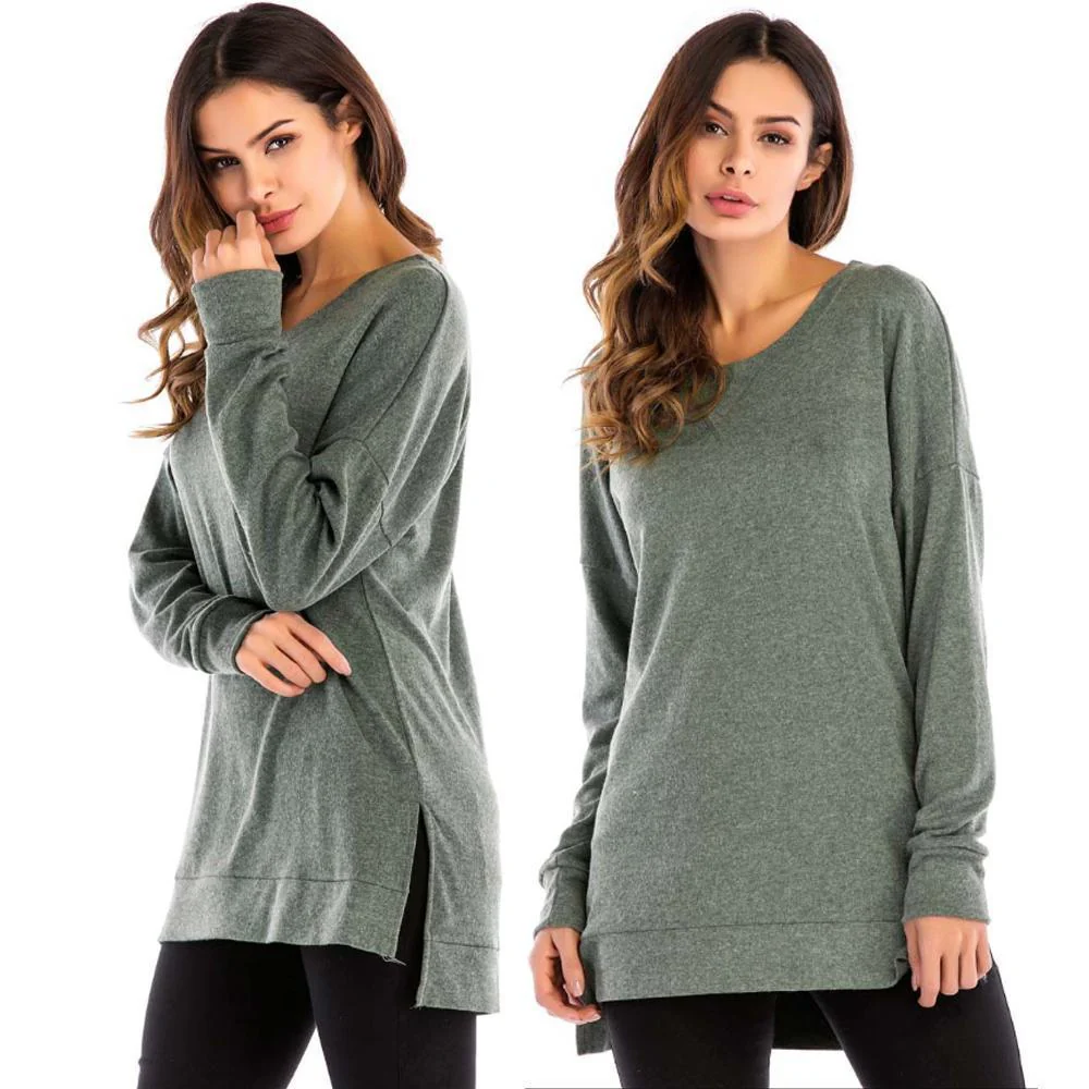 Women's Side Split Loose Casual Pullover Tunic Tops - Image 6