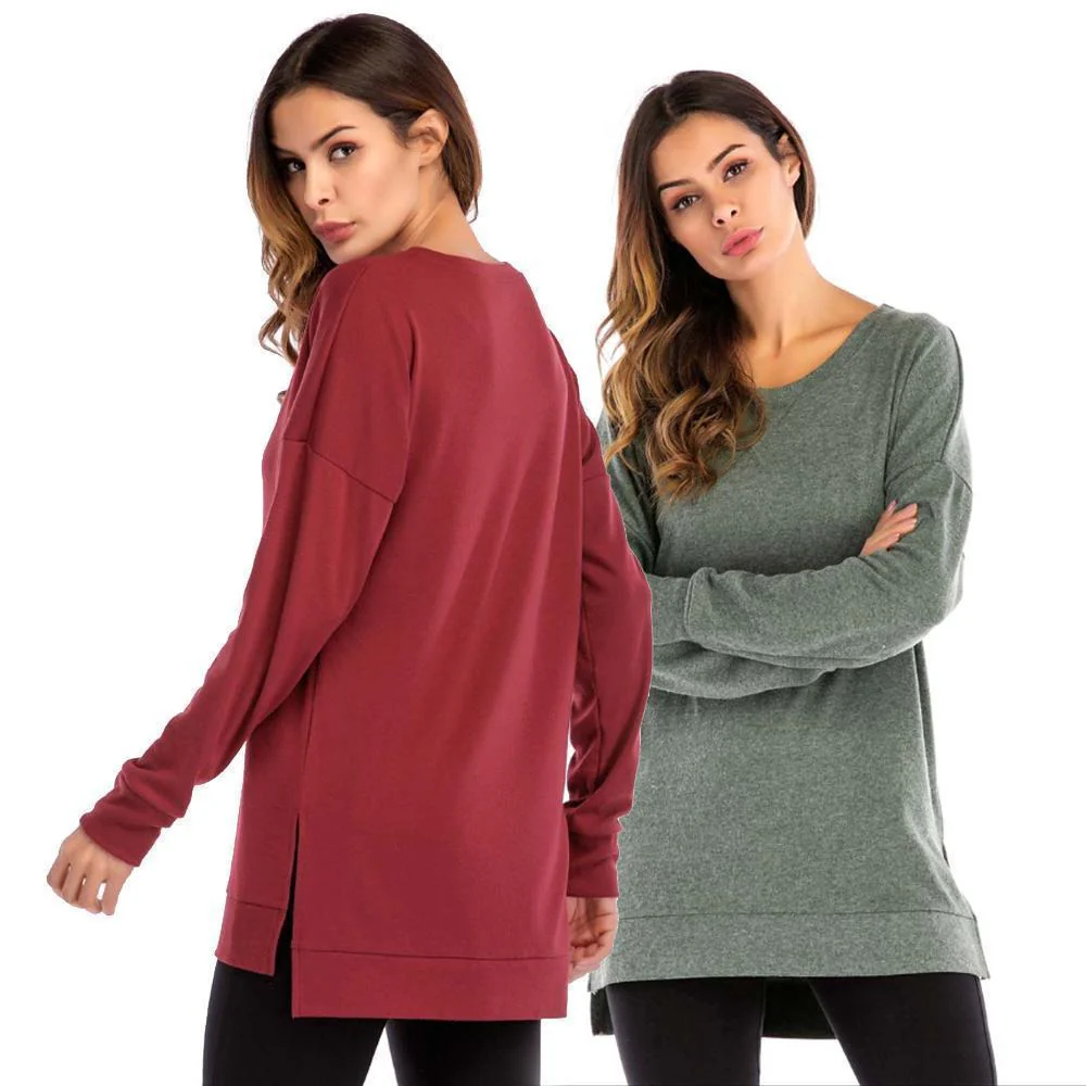 Women's Side Split Loose Casual Pullover Tunic Tops - Image 8