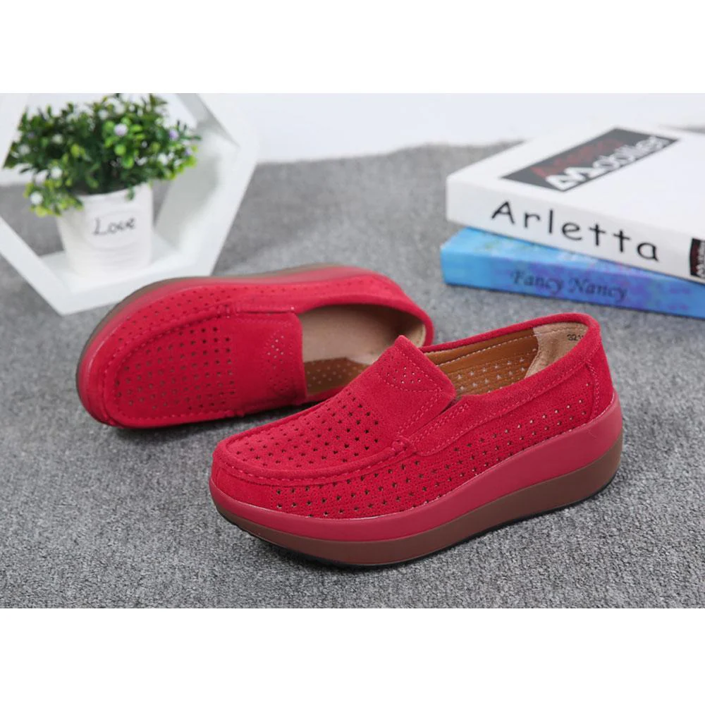 Womens Slip On Hollow Out Loafers - Image 4