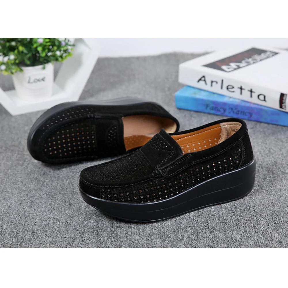 Womens Slip On Hollow Out Loafers - Image 5