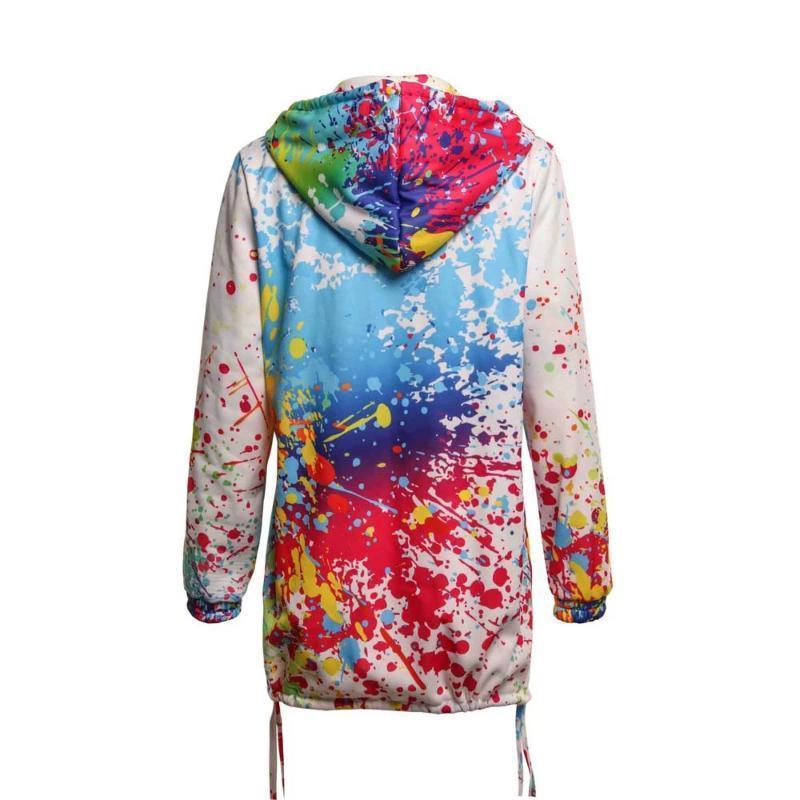 Womens Tie dyeing Print Feminino Casual Pockets Overcoat - Image 5