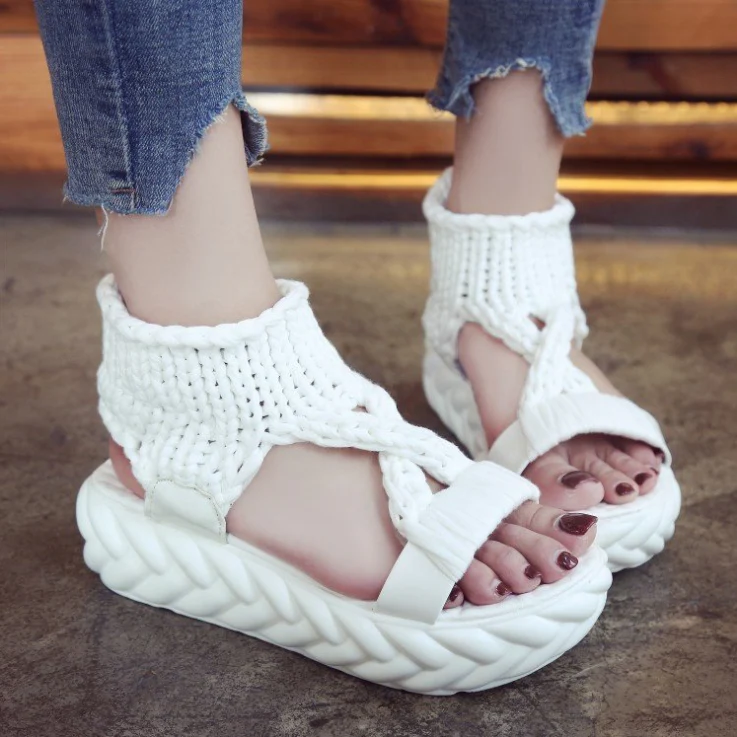 Woven fabric thick sole sandals - Image 12