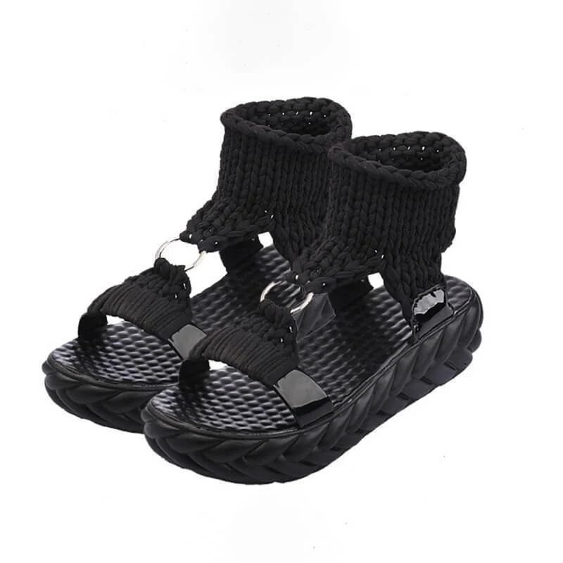 Woven fabric thick sole sandals - Image 4