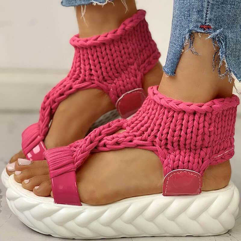 Woven fabric thick sole sandals - Image 5