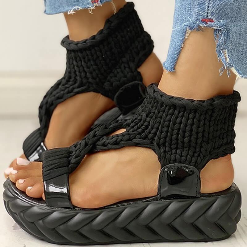 Woven fabric thick sole sandals - Image 6