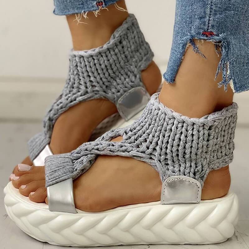 Woven fabric thick sole sandals - Image 7