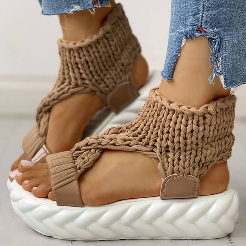 Woven fabric thick sole sandals - Image 8