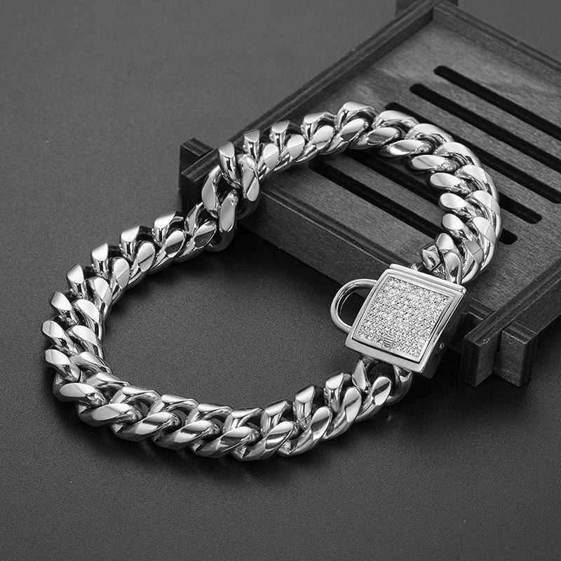 Zirconia Lock Buckle Dogs Chain Necklace - Image 13
