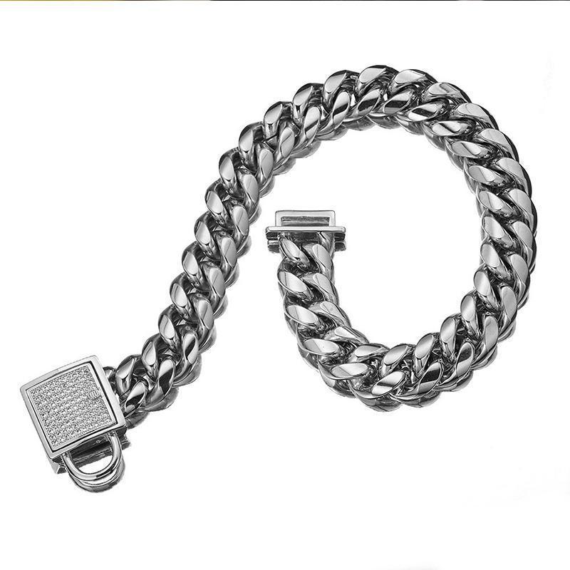 Zirconia Lock Buckle Dogs Chain Necklace - Image 2