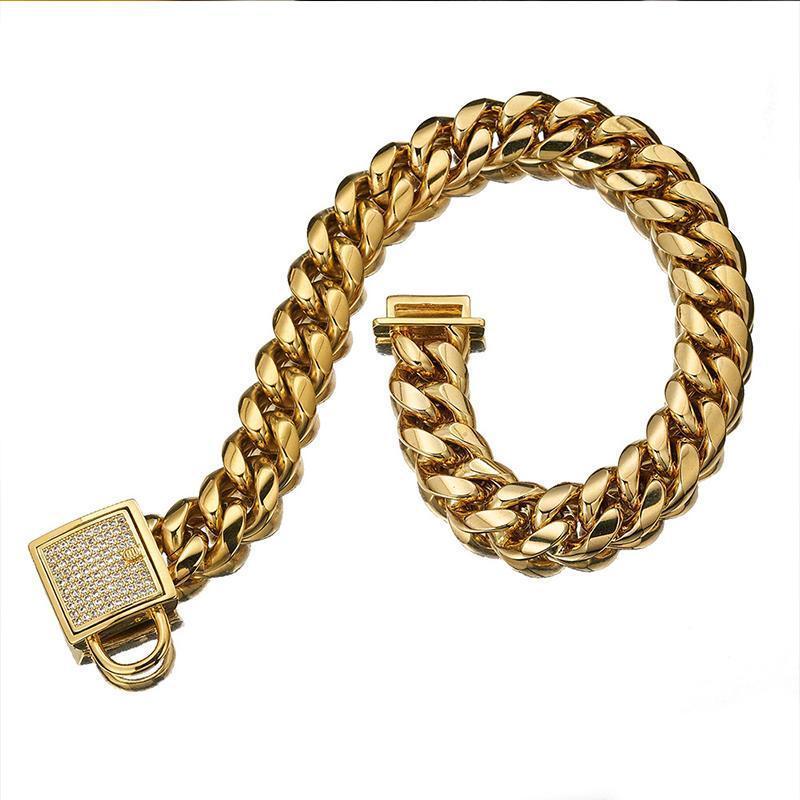 Zirconia Lock Buckle Dogs Chain Necklace - Image 3
